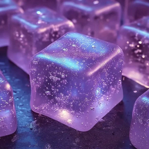 Baking soda science cubes experiment with colorful reactions.