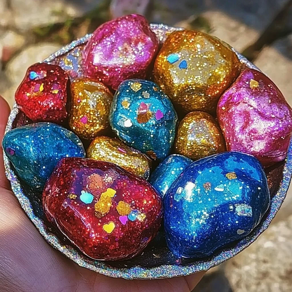 Colorful magic treasure rocks for crafts and decorative projects.