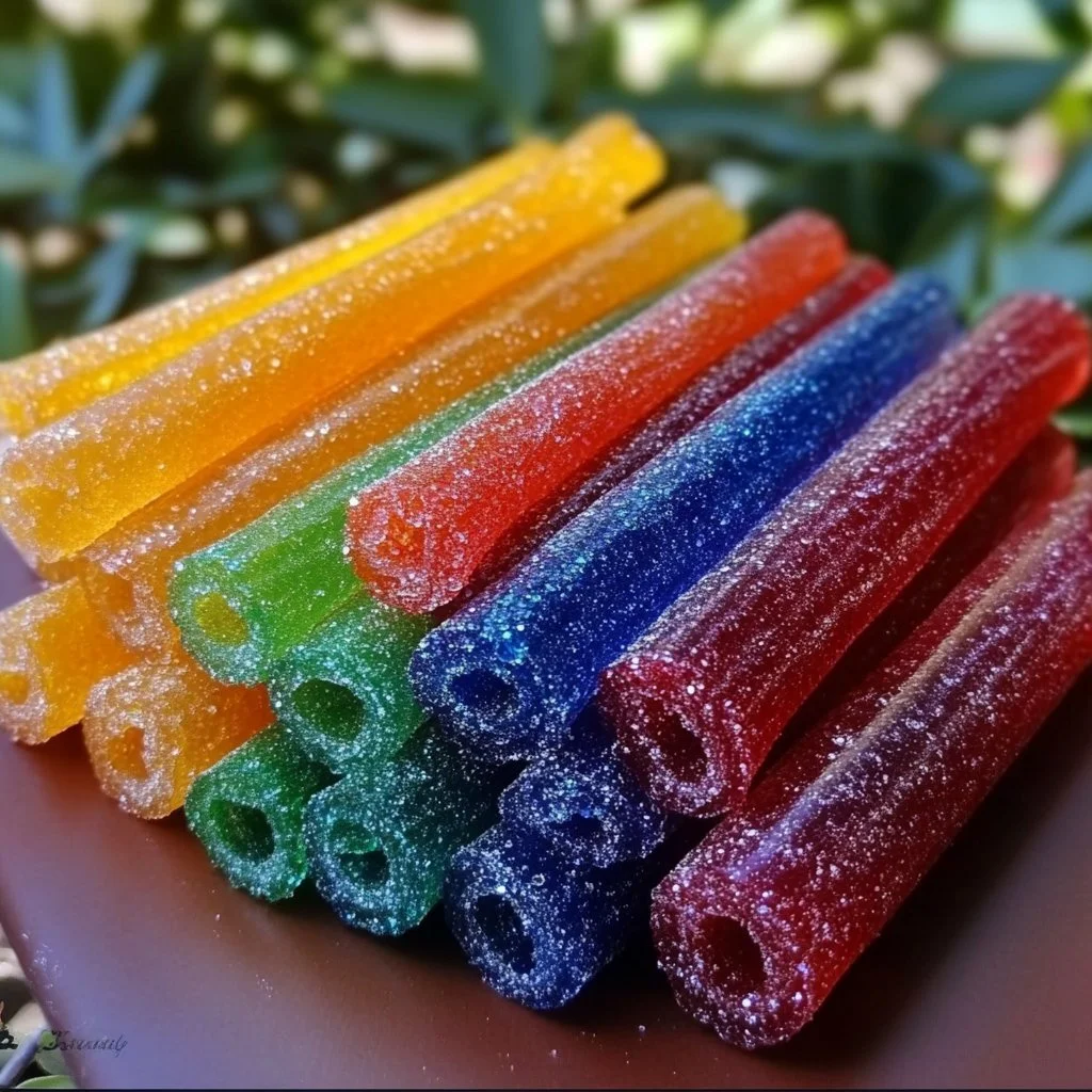 Colorful homemade Kool-Aid Fruit Roll-Ups on a wooden table