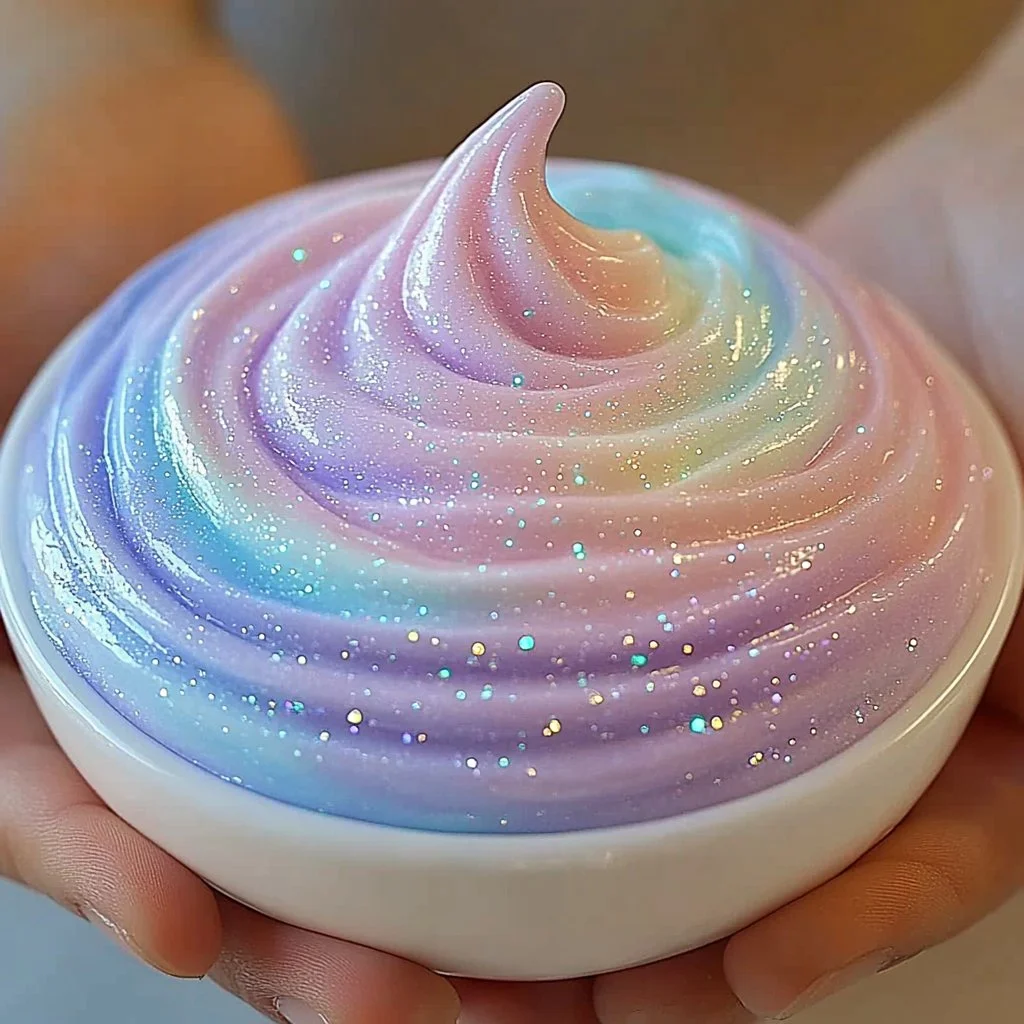 Colorful no-glue soap slime ingredients and finished product for kids' play.