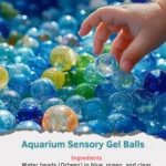 Colorful aquarium sensory gel balls for tactile exploration and relaxation.