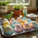 Homemade baking soda dinosaur eggs for kids' science activities.