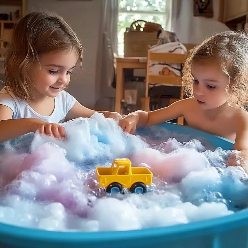 Colorful Bubble Foam Truck delivering joy and entertainment at a children's event.