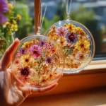 DIY clear glue flower suncatcher craft project for vibrant window decor