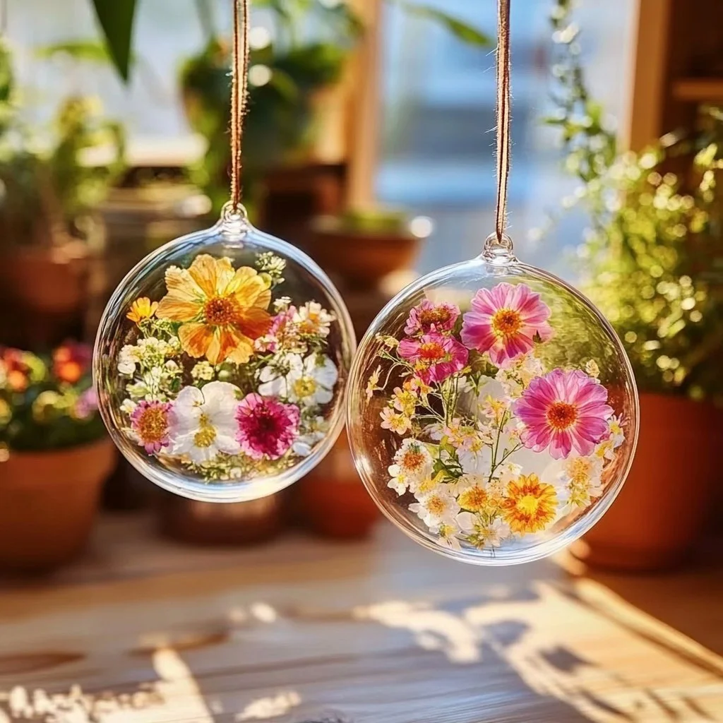 Beautiful flower suncatcher made with clear glue, brightening up a window