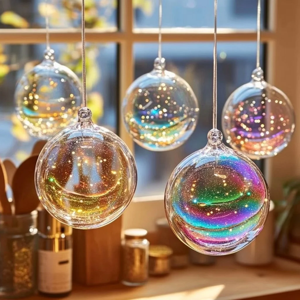 Colorful clear glue suncatcher craft materials and finished project.