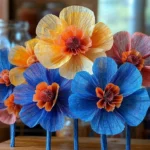 Colorful coffee filter fireworks craft for kids
