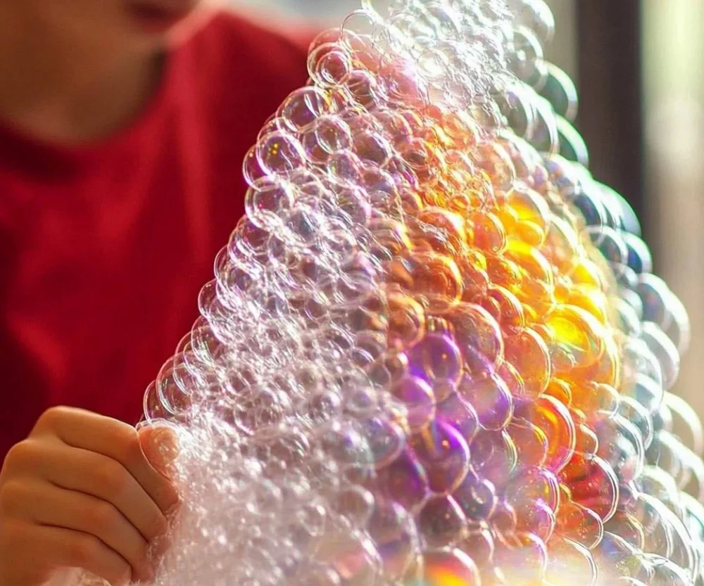 Colorful Bubble Towers display with vibrant bubbles in various shapes and sizes