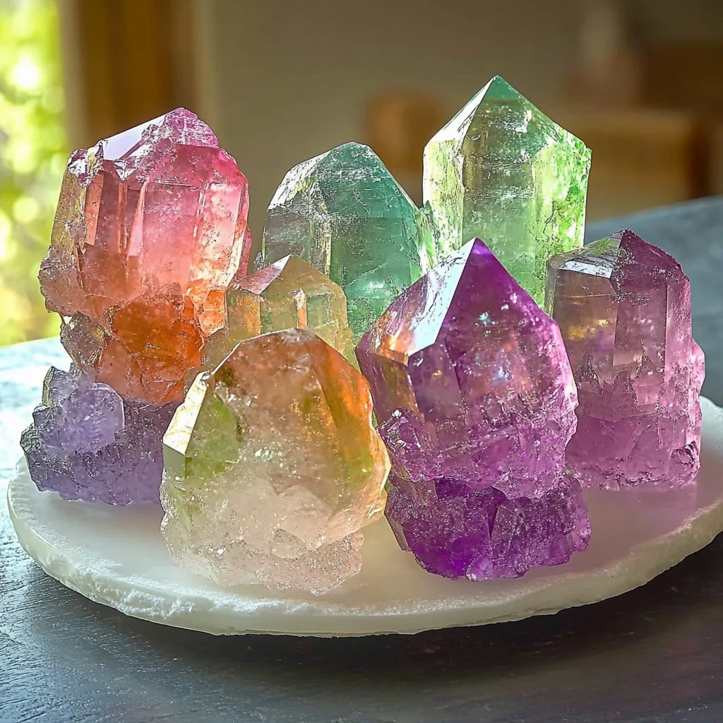 Variety of colorful crystals showcasing vibrant hues and unique shapes