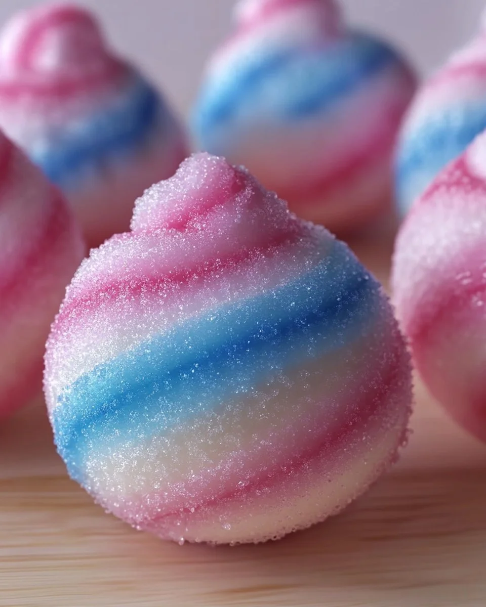 Delicious Cotton Candy Swirl Candy Apples garnished with colorful sprinkles