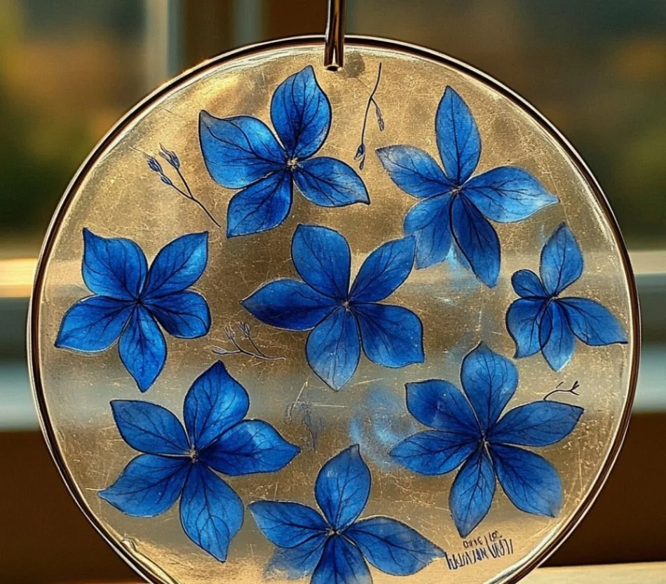 Colorful DIY bioplastic suncatchers hanging in a sunny window