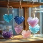 Colorful DIY Borax Crystals creating a beautiful display in sunlight