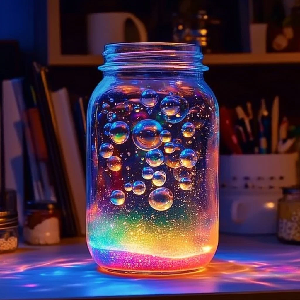 Colorful glowing bubble lamps DIY project idea