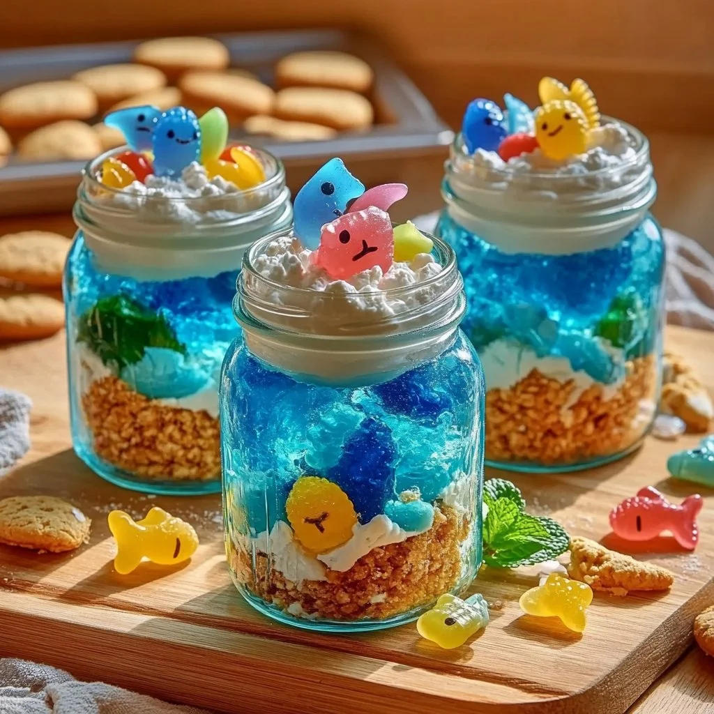Vibrant edible aquarium terrariums showcasing colorful edible plants and fish.