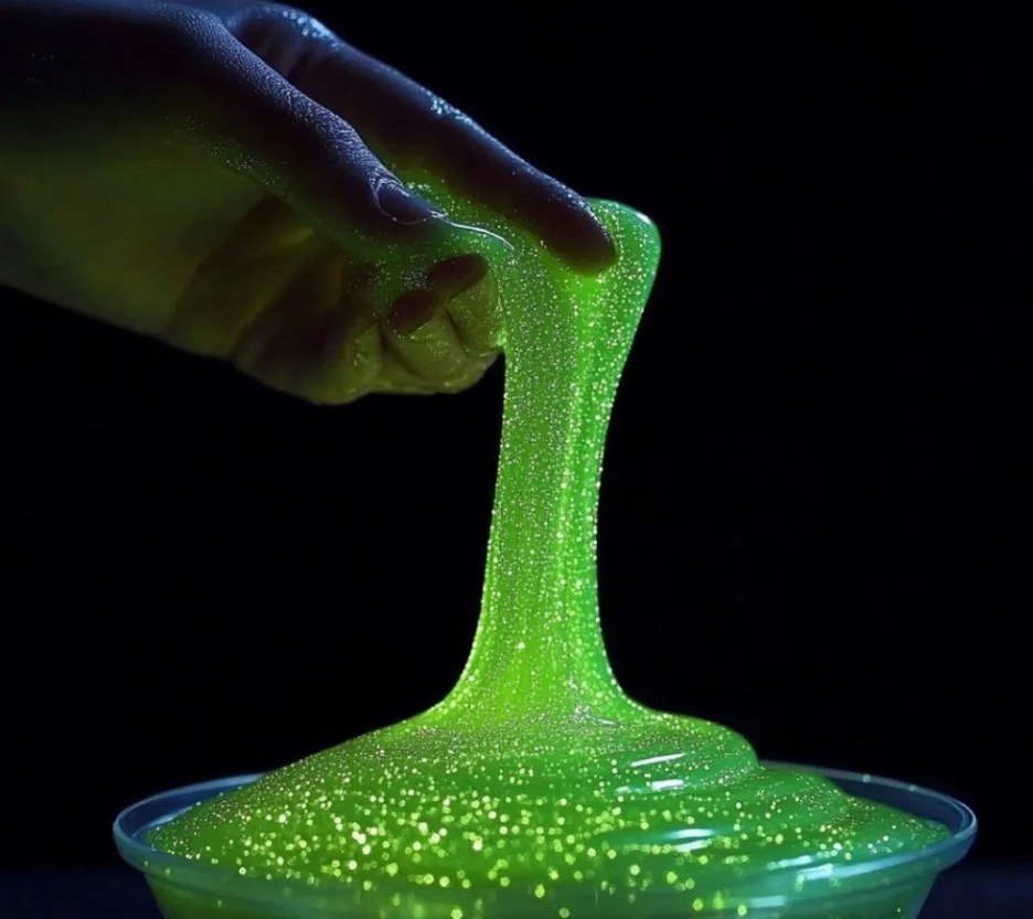 A vibrant Firefly Light Slime glowing in the dark, perfect for play.