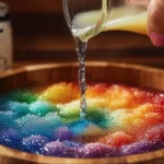 Colorful Fireworks Rainbow Sugar Explosion dessert with vibrant sugar layers.