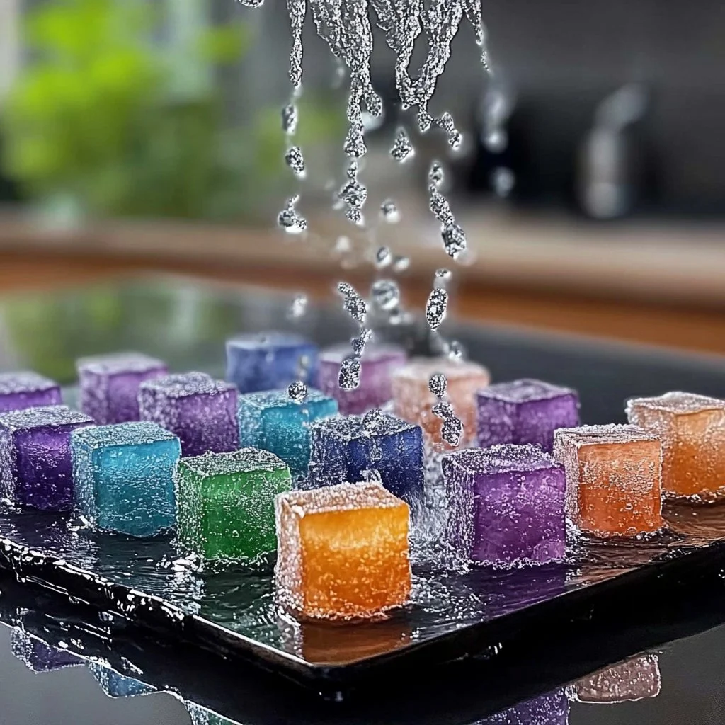 Colorful fizzing ice cubes in a science experiment for kids