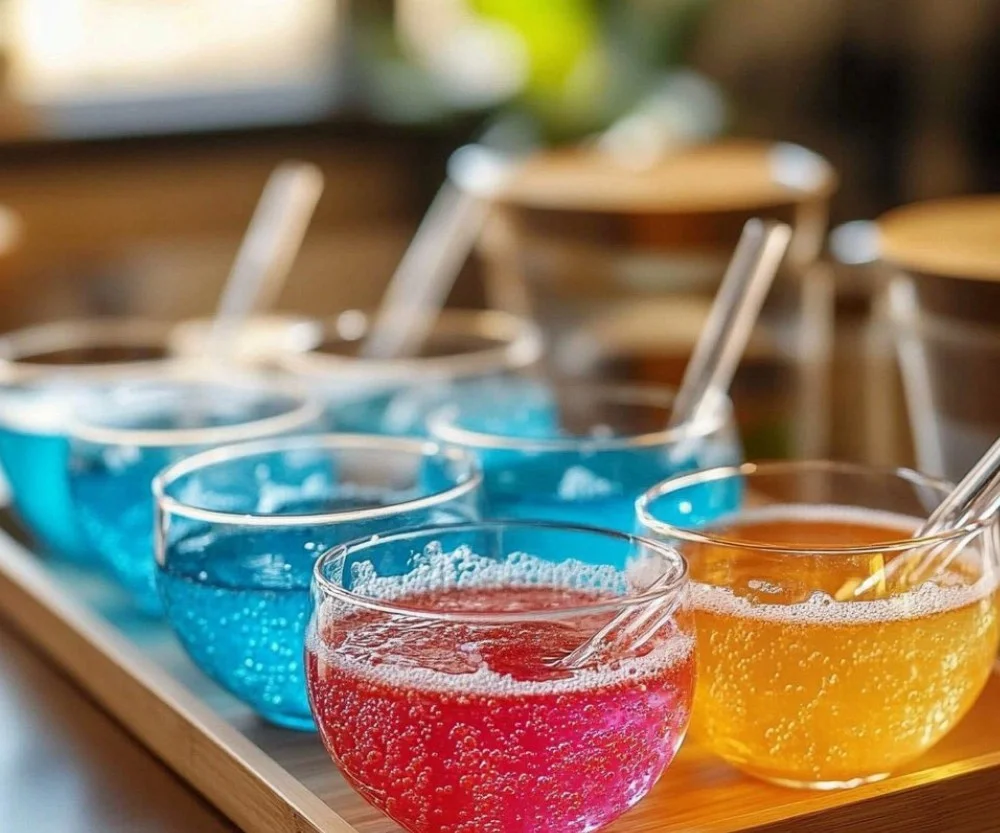 Fizzy Fireworks Experiment showcasing vibrant colors and bubbly reactions in a lab setting.