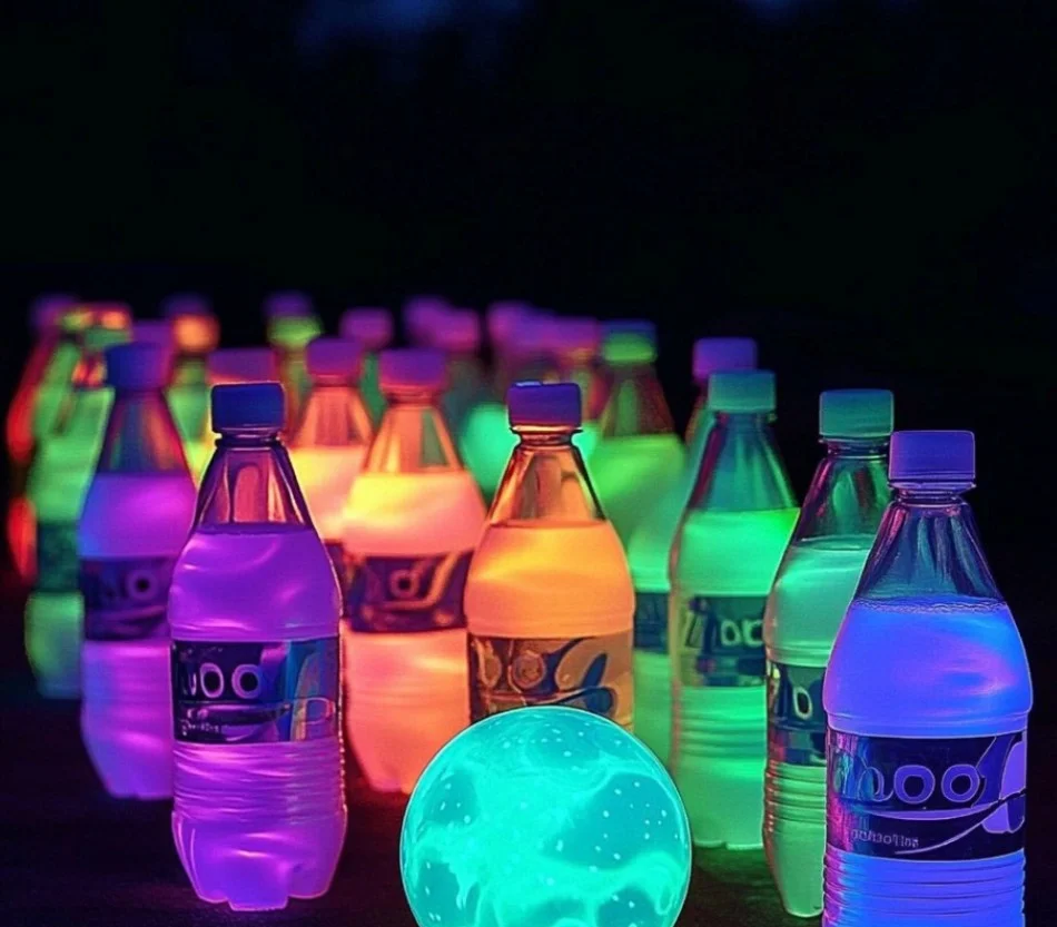 Glow-in-the-Dark Bowling with neon lights and glowing bowling balls