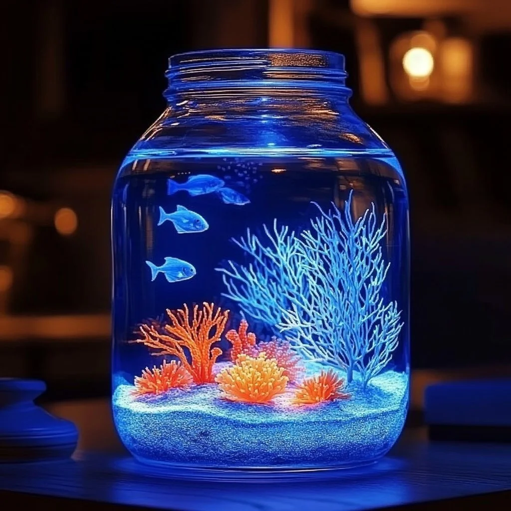 Glow-in-the-Dark Ocean Jar filled with shimmering ocean elements