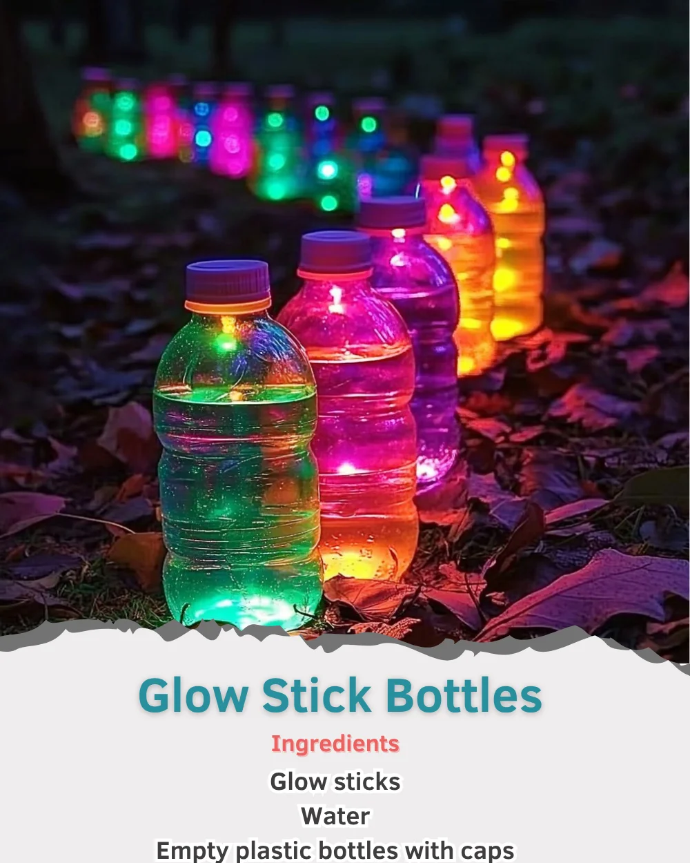 Bright and colorful glow stick bottles for parties and events