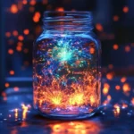 Creative glowing fireworks in a jar decorative idea for celebrations