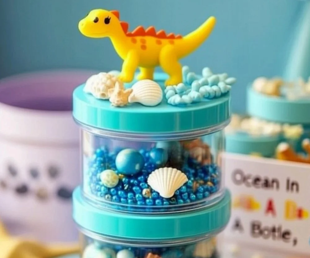 Ocean in a bottle decorative piece showcasing sea-inspired artistry.