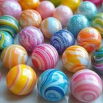 Rainbow swirl bouncy balls in various colors for endless fun