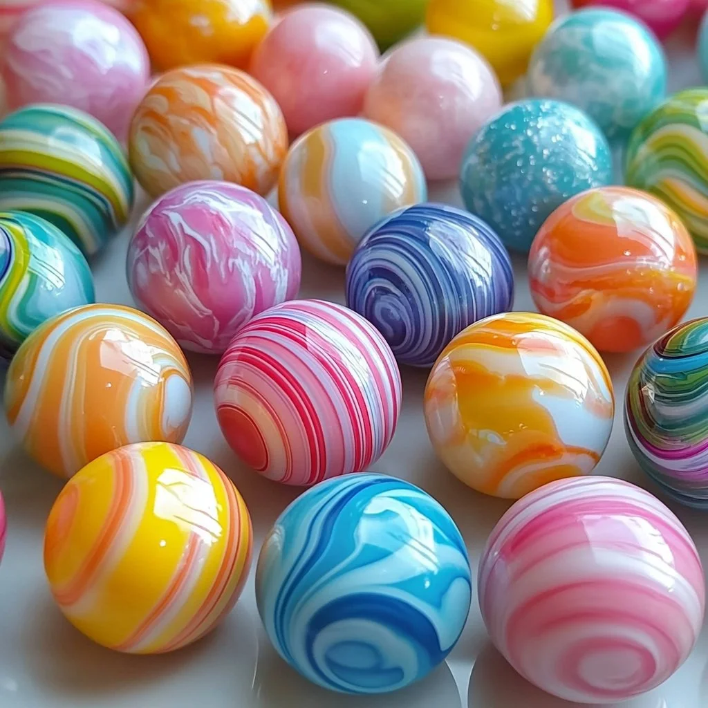 Rainbow swirl bouncy balls in various colors for endless fun