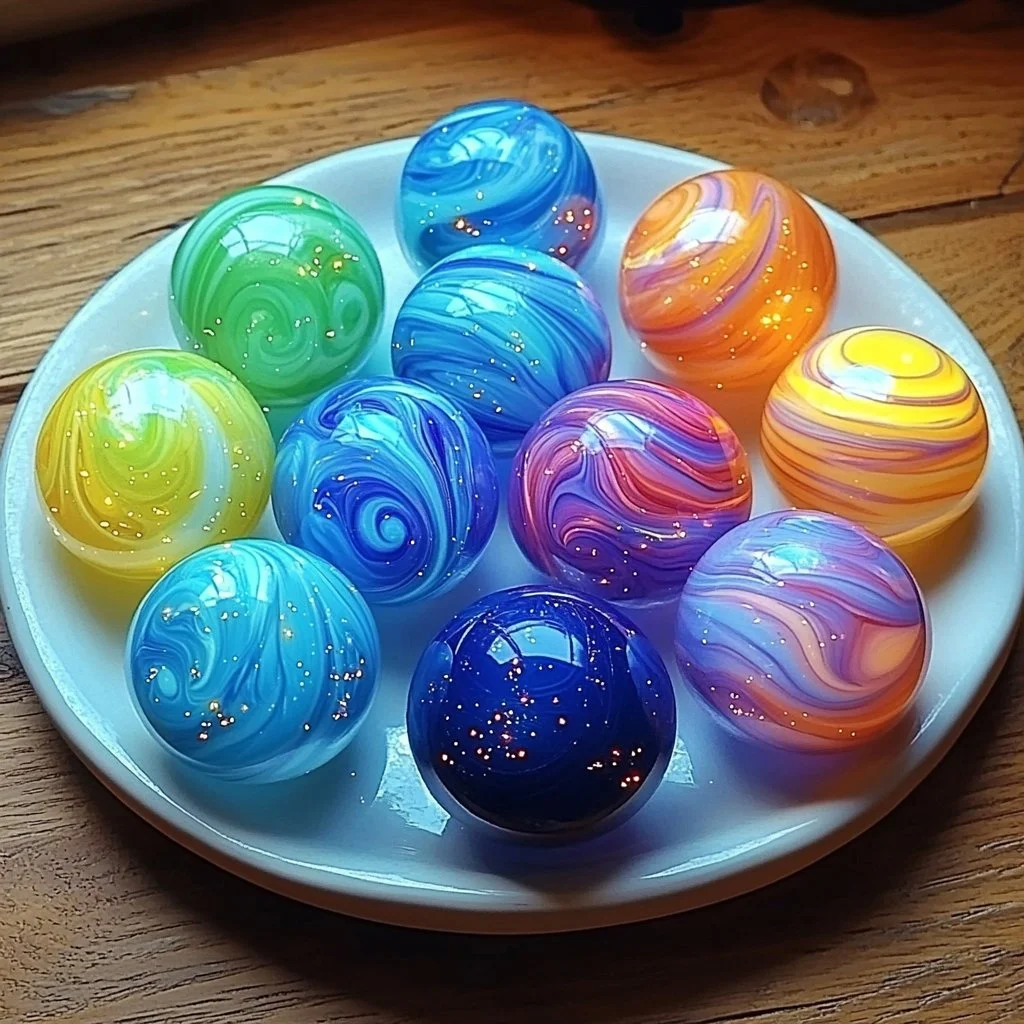 Swirl Glowing Bounce Ball lighting up in the dark for fun playtime.
