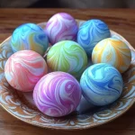 Colorful tie-dye bouncy balls in various styles and sizes.