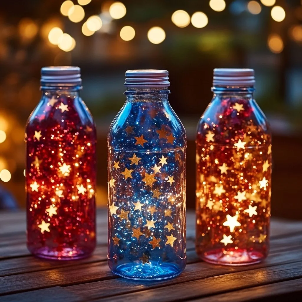 DIY Water Bottle Fireworks Craft project for festive decoration