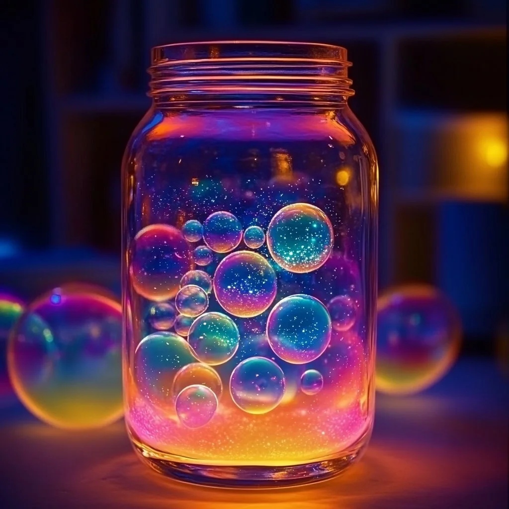 DIY baking soda glowing bubble lamp for enchanting home decor.