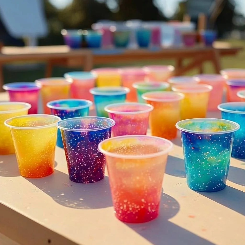 Child creating vibrant art using bubble painting technique.