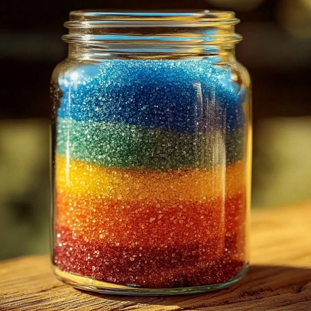 Vibrant colored salt jars arranged aesthetically for culinary and decorative use
