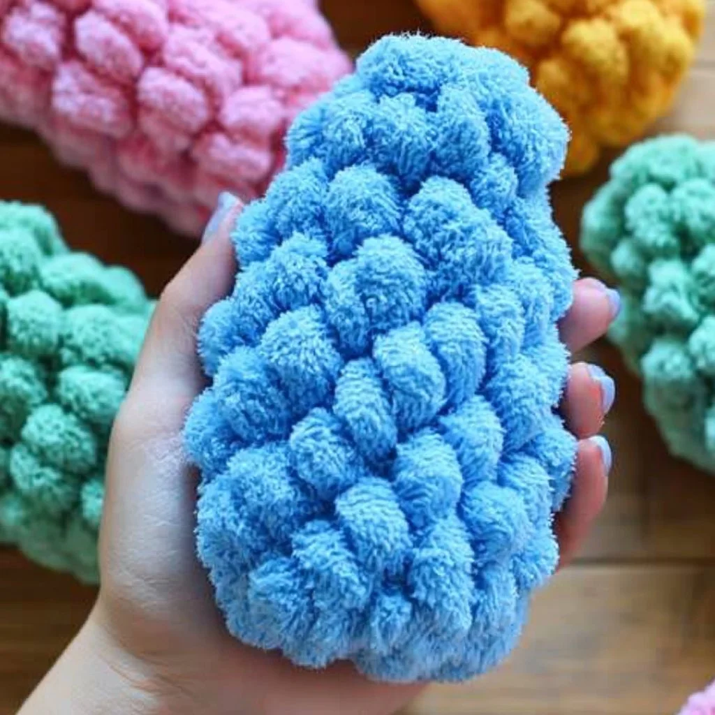 Colorful crochet water balloon for eco-friendly summer fun
