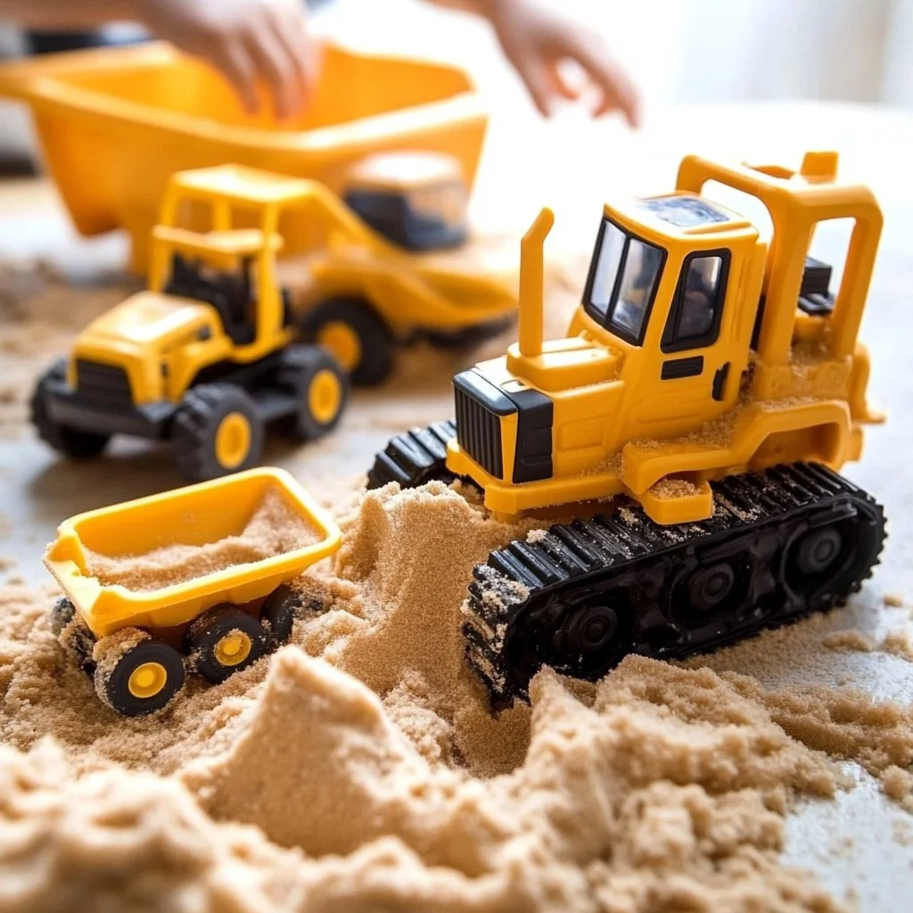 Colorful DIY kinetic sand in a sensory play setup for creative fun.