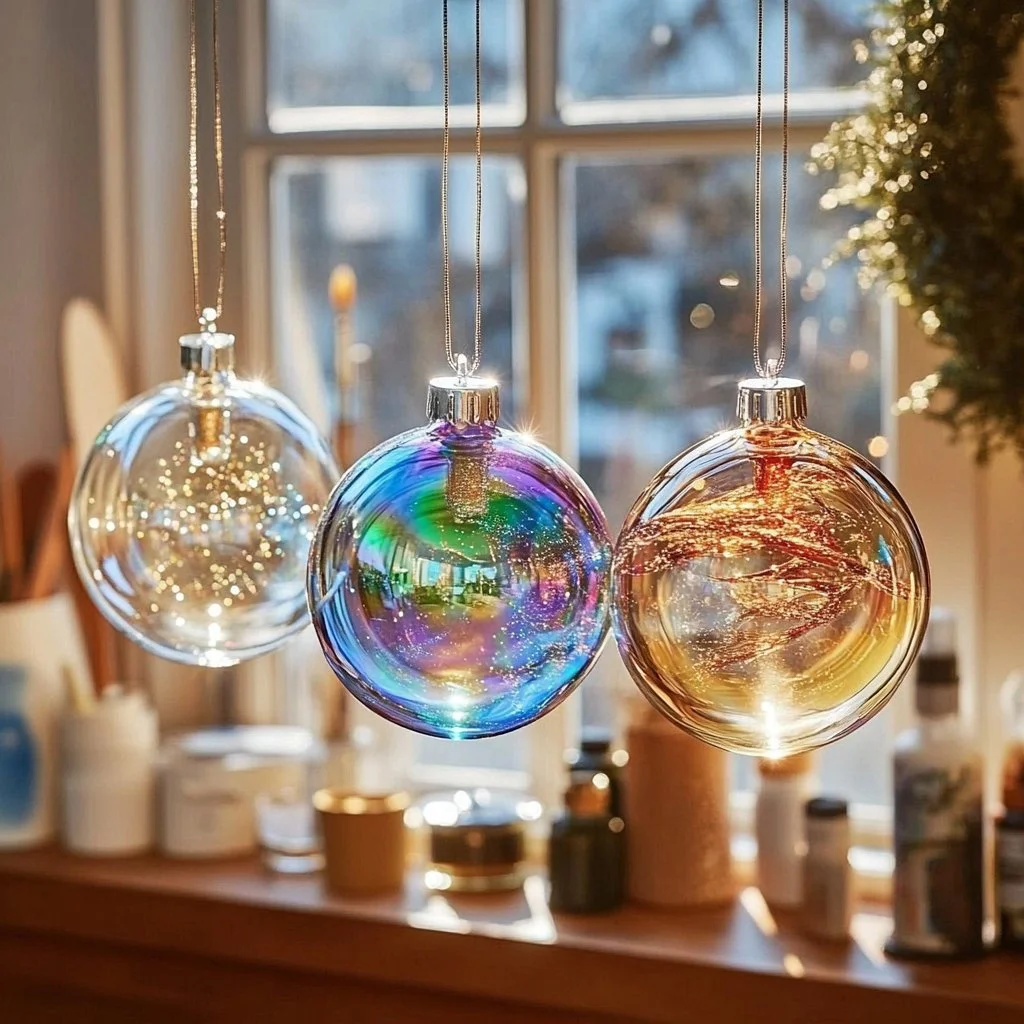 DIY suncatcher project made with colorful materials reflecting sunlight