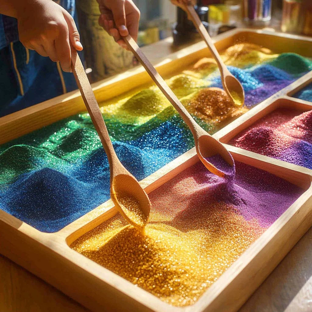 Vibrant dyeing salt used in sensory play for creative activities.