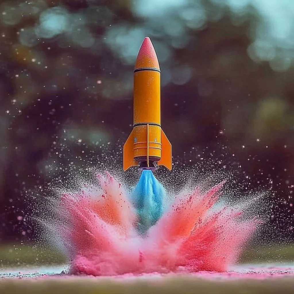 A film canister rocket ready for launch, showcasing DIY rocketry fun.