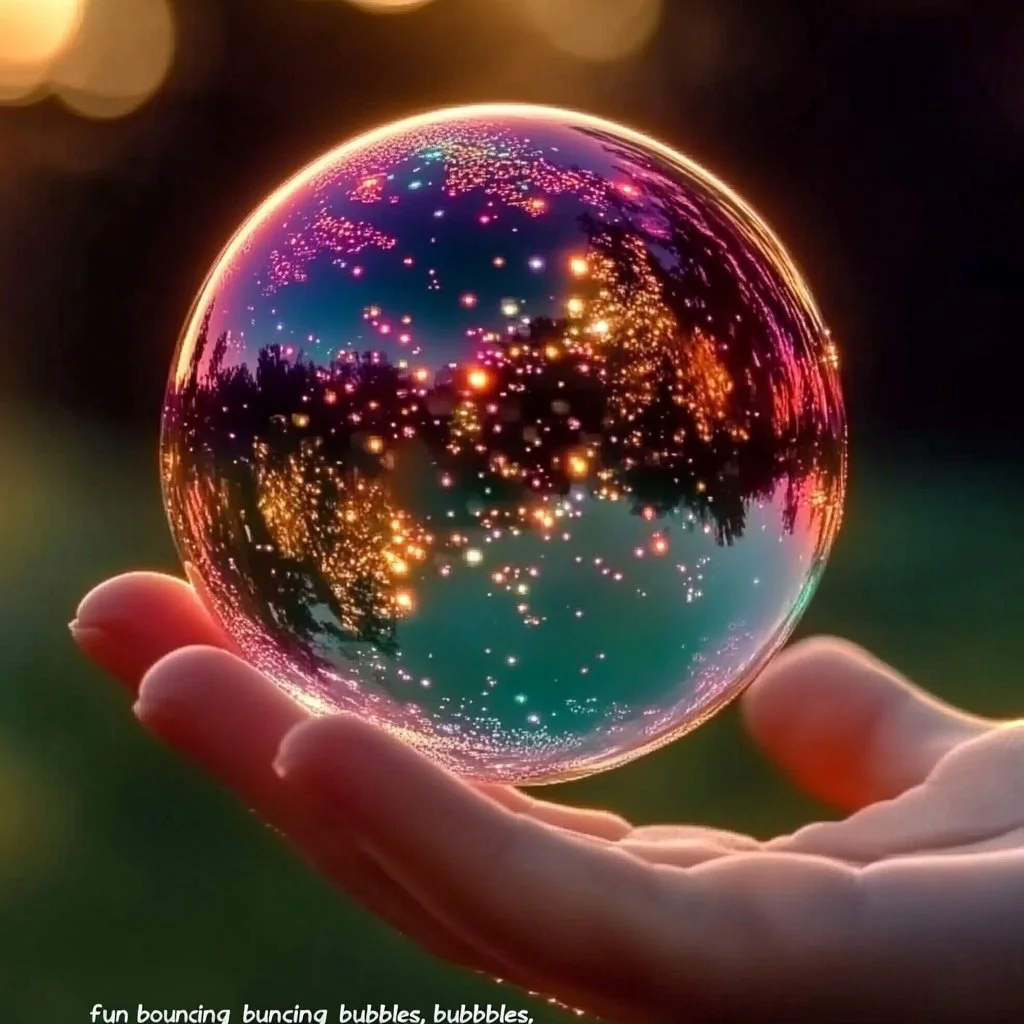 Bright and colorful bouncing bubbles creating a playful atmosphere