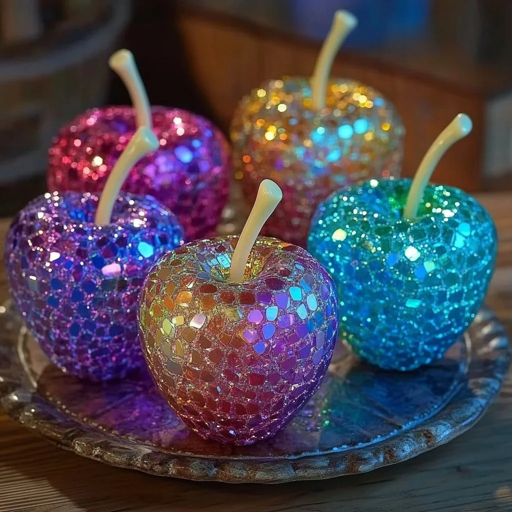 Glow in the Dark Jolly Rancher Candy Apples with vibrant colors