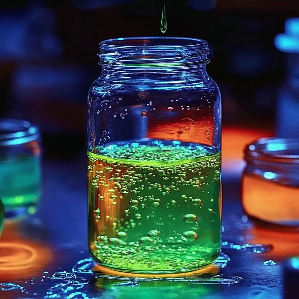 Colorful glowing bubbles floating in the air, creating a magical atmosphere.