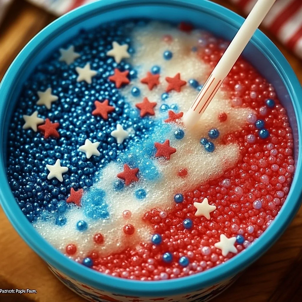 Colorful Patriotic Pop-Rocks Foam for festive celebrations and events.