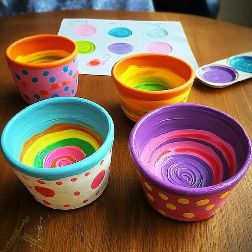 Handmade pinch pots created using traditional pottery techniques.