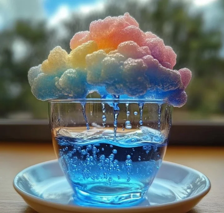 Kids performing Rain Cloud in a Cup experiment for fun science learning