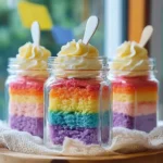 Rainbow Glow Cake Jar Parfaits