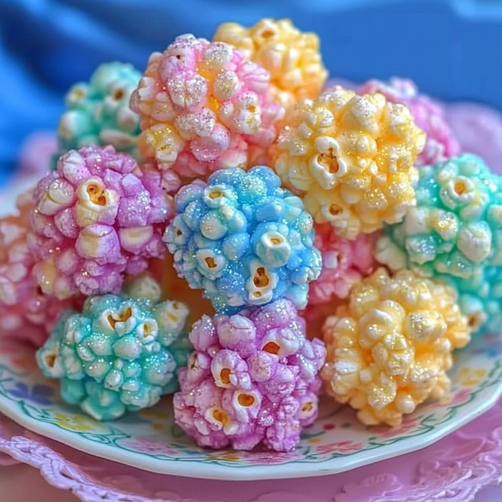 Colorful and fun Rainbow Glow Popcorn Balls for parties and celebrations.