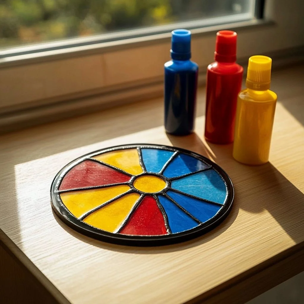 Beautiful stained glass art piece with intricate designs and vibrant colors.