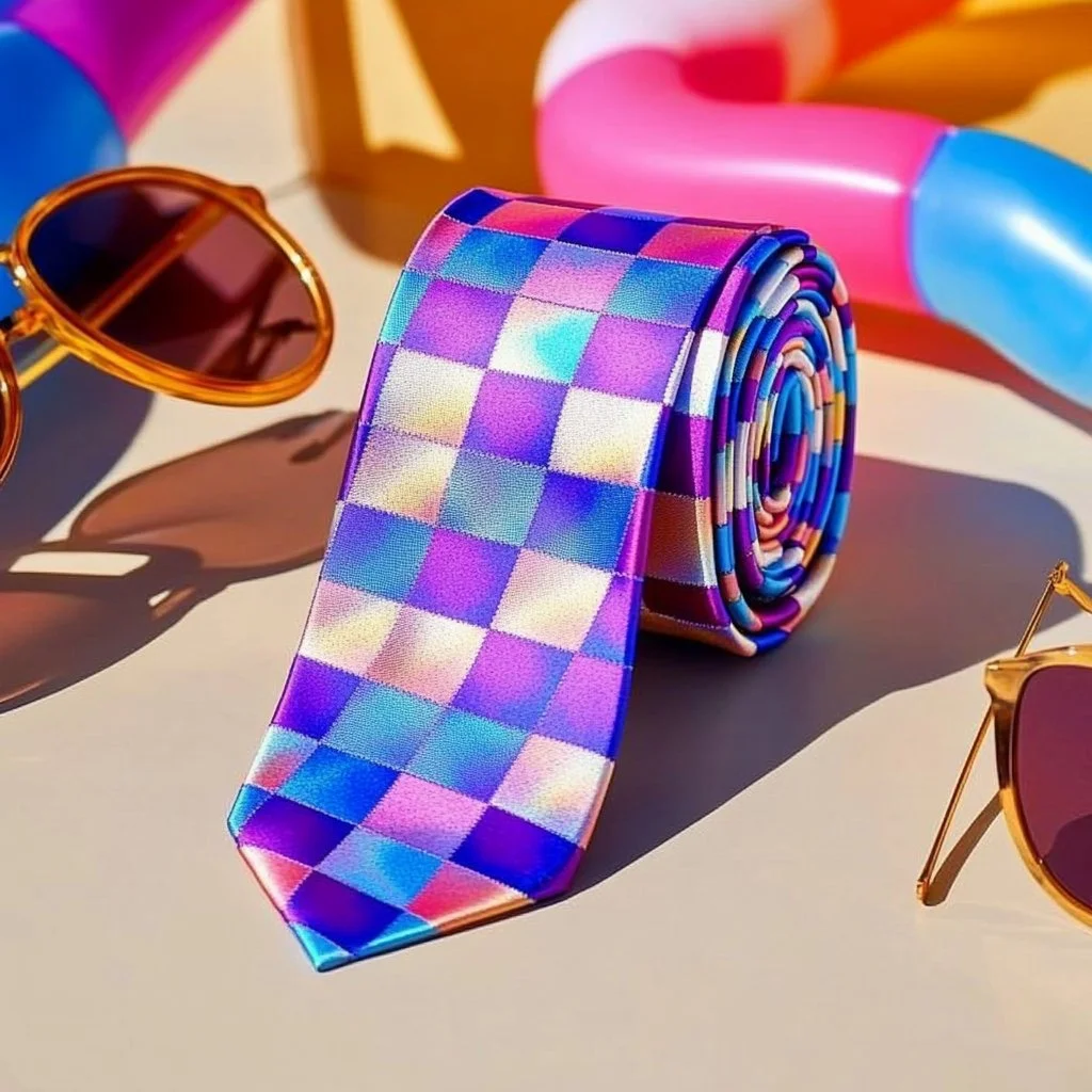 Stylish UV-Reactive Checker Tie that changes color in sunlight